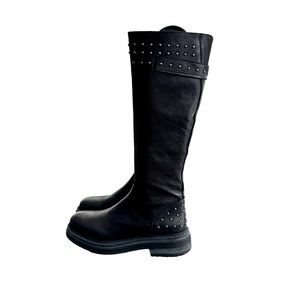 Black knee high chunky boots made in Italy NEW size 39 / 9 Emanuele Crasto